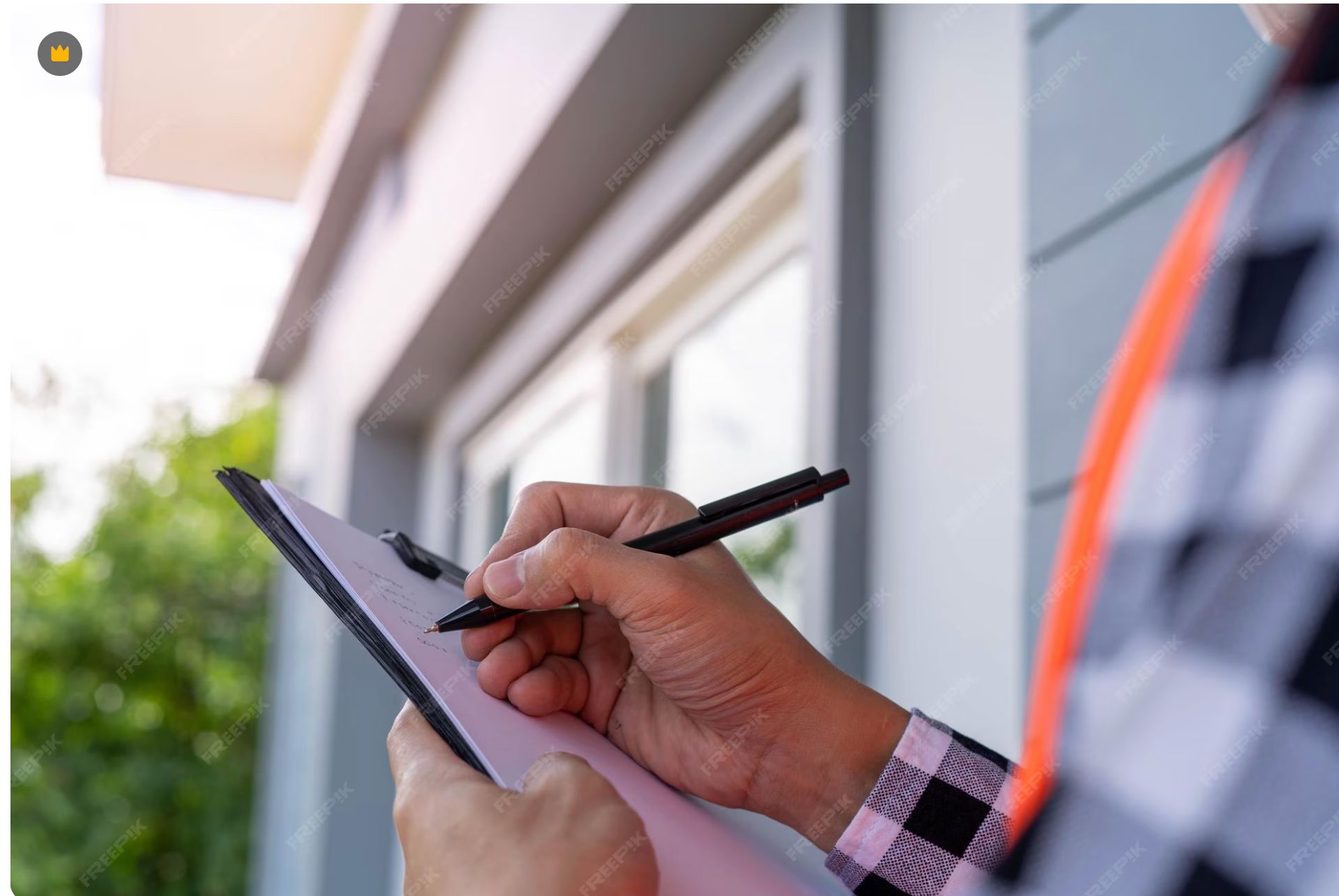 Inspector recording radon test results